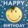 Geburtstag Bling Bling quadratische Glückwunschkarte mit Umschlag Happy Birthday Smiley