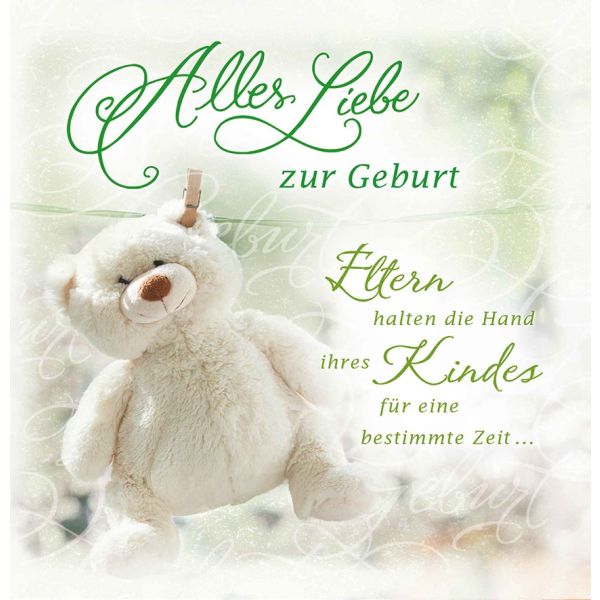 Geburt Baby Freudiges Ereignis Romatica quadratische Glückwunschkarte mit Umschlag Alles Liebe zur Geburt Teddybär