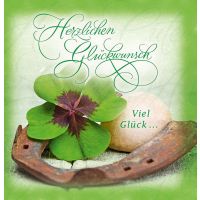 Allgemeine Wünsche Kleeblatt Hufeisen Romantica quadratische Glückwunschkarte mit Umschlag