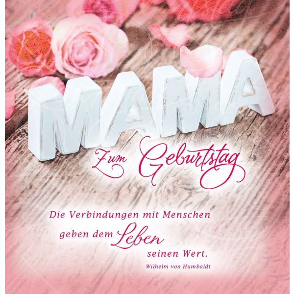 Geburtstag quadratische Glückwunschkarte mit Umschlag Romantica Zum Geburtstag MAMA mit Spruch
