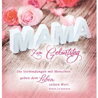 Geburtstag quadratische Glückwunschkarte mit Umschlag Romantica Zum Geburtstag MAMA mit Spruch