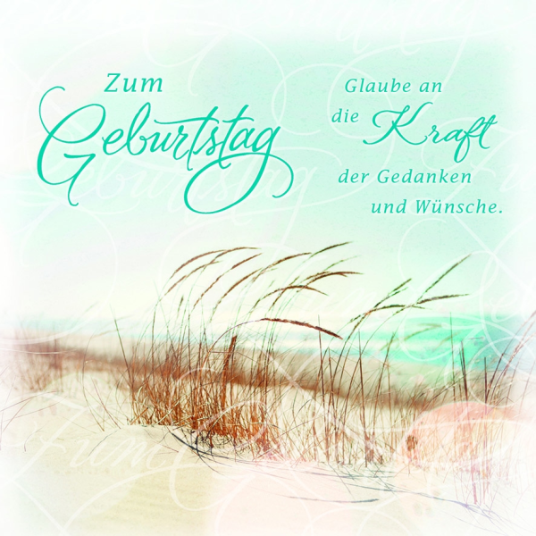 Geburtstag quadratische Glückwunschkarte mit Umschlag Romantica Zum Geburtstag Dünen mit Spruch