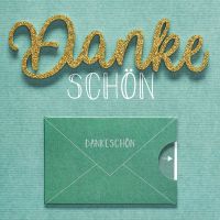 Danke Lettering quadratische Glückwunschkarte mit Minikuvert und Umschlag Dankeschön türkis