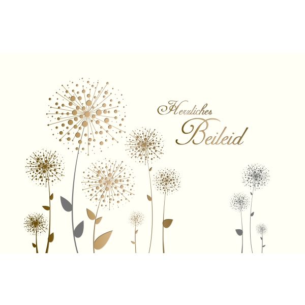 Beileid Kondolenz Trauerkarte Pusteblumen mit brauner Metallicfolie Herzliches Beileid Skorpions Art mit Umschlag