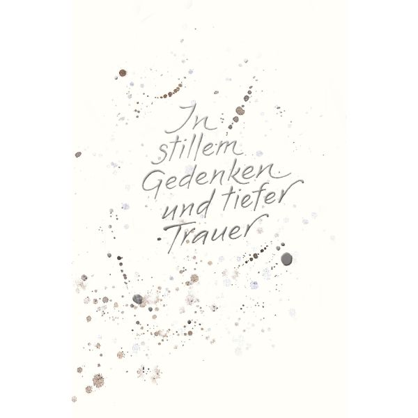 A Trauer Beileid Kondolenzkarte mit Umschlag In stillem Gedenken und tiefer Trauer mit Silberfolie