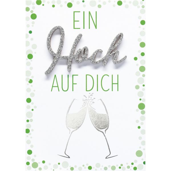 A - PER-778-1032 - Lettering Design Collection - Glückwunschkarte mit Briefumschlag - Doppelkarte im Format 11,6 x 16,6 cm - Allgemeine Wünsche - Motiv: "Ein Hoch auf Dich"