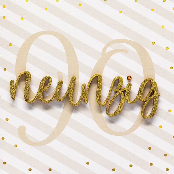 90. Geburtstag neunzig Lettering Glückwunschkarte mit Umschlag