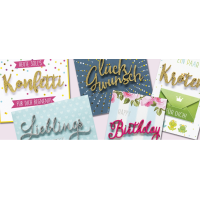 Perleberg Lettering Surprise Collection - Glückwunschkarte mit Gutscheinhülle und Briefumschlag - Doppelkarte im Format 15 x 15 cm -