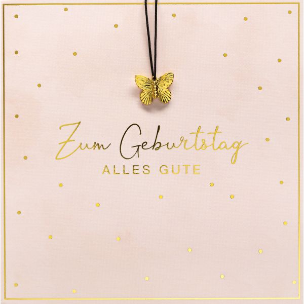 Geburtstag Little Things Card - Glückwunschkarte 15 x 15 cm mit Briefumschlag und Glücksarmband - Schmetterling