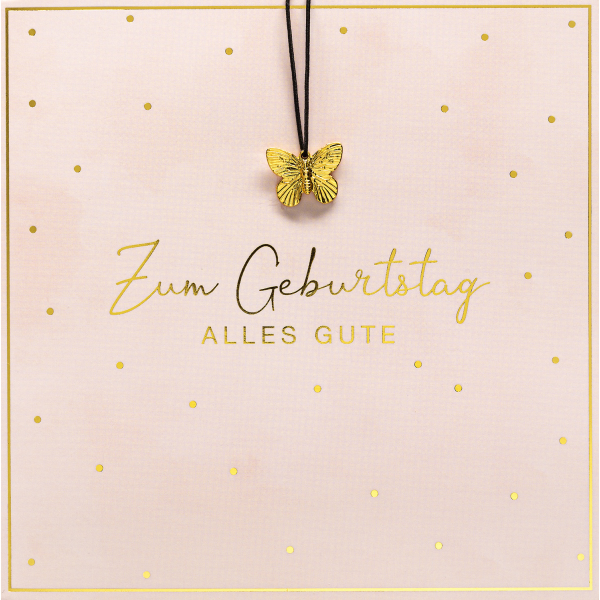 Geburtstag Little Things Card - Glückwunschkarte 15 x 15 cm mit Briefumschlag und Glücksarmband - Schmetterling