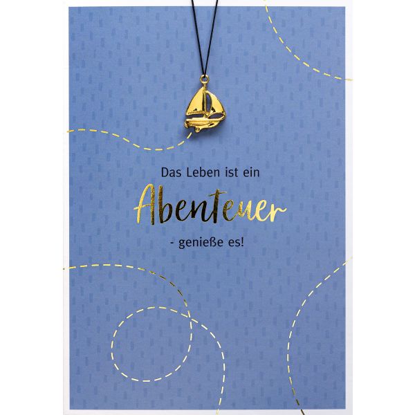 Geburtstag Glückwunschkarte mit Umschlag und Glücksarmband Little Things Das Leben ist ein Abenteuer - genieß es Segelbootanhänger