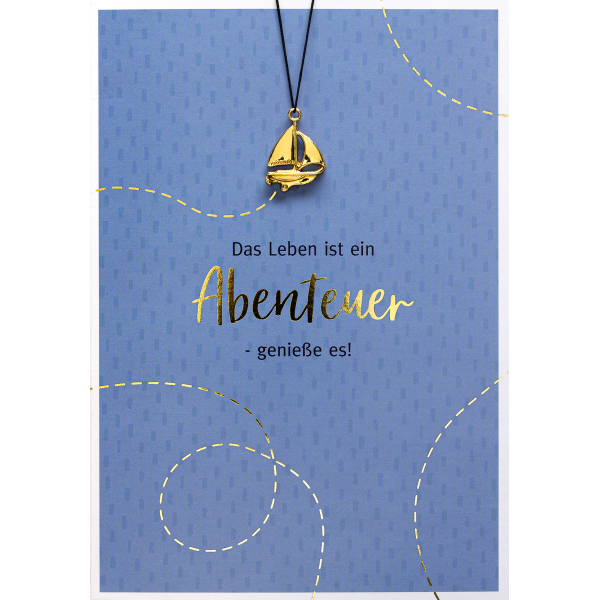 Geburtstag Glückwunschkarte mit Umschlag und Glücksarmband Little Things Das Leben ist ein Abenteuer - genieß es Segelbootanhänger