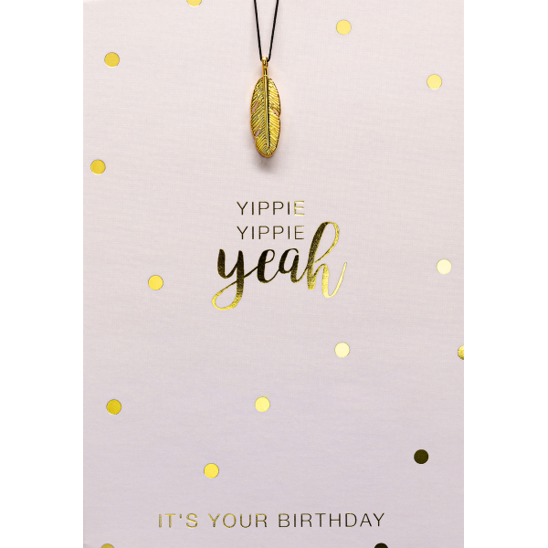 Geburtstag Glückwunschkarte mit Umschlag und Glücksarmband Little Things Yippie Yippie Yeah Its your Birthday Federanhänger