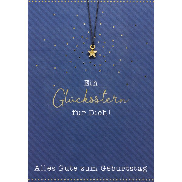 Geburtstag Glückwunschkarte mit Umschlag und Glücksarmband Little Things Ein Glücksstern für Dich! Alles Gute zum Geburtstag Sternanhänger