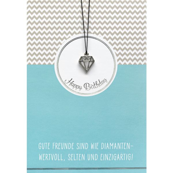 Geburtstag Glückwunschkarte mit Umschlag und Glücksarmband Little Things Happy Birthday Diamantanhänger und Spruch