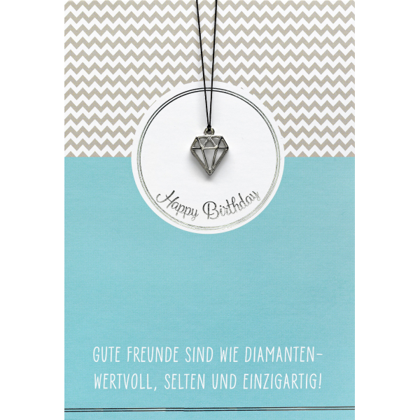 Geburtstag Glückwunschkarte mit Umschlag und Glücksarmband Little Things Happy Birthday Diamantanhänger und Spruch