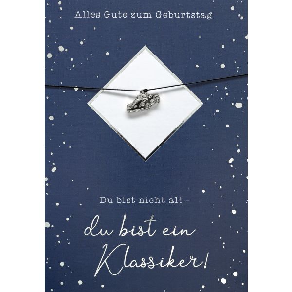 Geburtstag Glückwunschkarte mit Umschlag und Glücksarmband Little Things Alles Gute zum Geburtstag Du bist nicht alt, du bist ein Klassiker! Autoanhänger