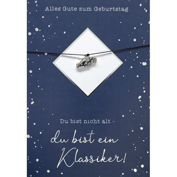 Geburtstag Glückwunschkarte mit Umschlag und Glücksarmband Little Things Alles Gute zum Geburtstag Du bist nicht alt, du bist ein Klassiker! Autoanhänger