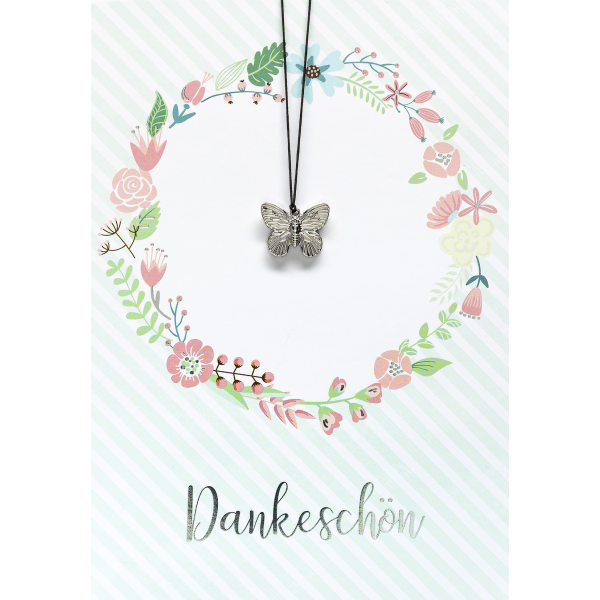 Danke Glückwunschkarte mit Umschlag und Glücksarmband Little Things Dankeschön Schmetterlinganhänger