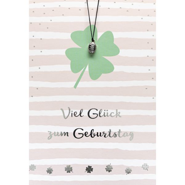 Geburtstag Glückwunschkarte mit Umschlag und Glücksarmband Little Things Viel Glück zum Geburtstag Marienkäferanhänger