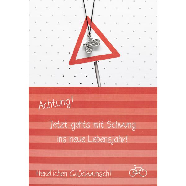 Little Things Card Glückwunschkarte mit Briefumschlag und Glücksarmband Achung! Jetzt gehts mit Schwung ins neue Lebensjahr