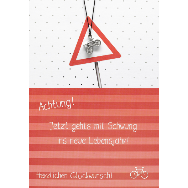 Little Things Card Glückwunschkarte mit Briefumschlag und Glücksarmband Achung! Jetzt gehts mit Schwung ins neue Lebensjahr