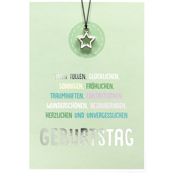 Geburtstag Glückwunschkarte mit Umschlag und Glücksarmband Little Things Wünsche zum Geburtstag Sternanhänger