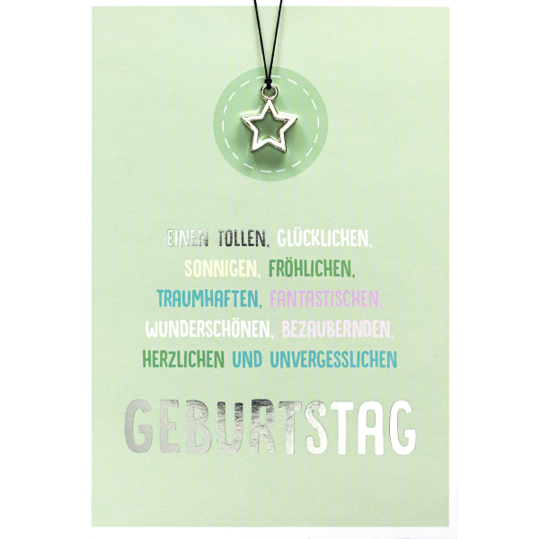 Geburtstag Glückwunschkarte mit Umschlag und Glücksarmband Little Things Wünsche zum Geburtstag Sternanhänger
