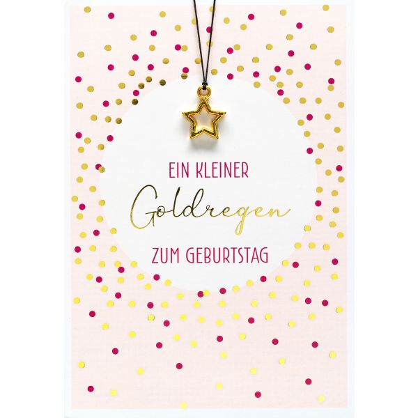 Geburtstag Glückwunschkarte mit Umschlag und Glücksarmband Little Things Ein kleiner Goldregen zum Geburtstag Sternanhänger