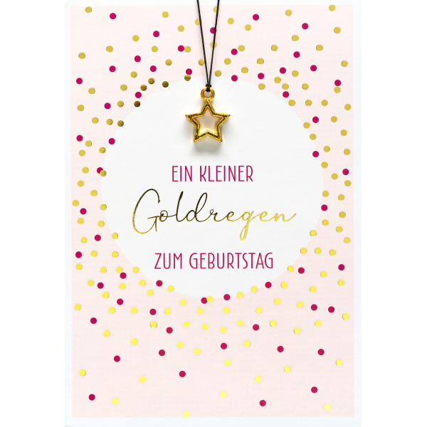 Geburtstag Glückwunschkarte mit Umschlag und Glücksarmband Little Things Ein kleiner Goldregen zum Geburtstag Sternanhänger