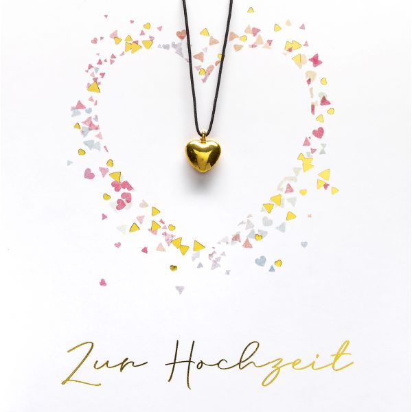 Hochzeit Vermählung quadratische Glückwunschkarte mit Umschlag und Glücksarmband Little Things Zur Hochzeit Herzanhänger