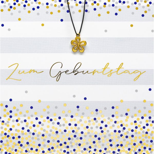 Geburtstag quadratische Glückwunschkarte mit Umschlag und Glücksarmband Little Things Zum Geburtstag Blumenanhänger