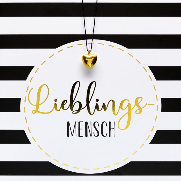 Geburtstag quadratische Glückwunschkarte mit Umschlag und Glücksarmband Little Things Lieblingsmensch Herzanhänger