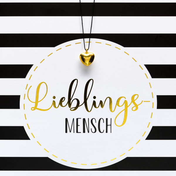 Geburtstag quadratische Glückwunschkarte mit Umschlag und Glücksarmband Little Things Lieblingsmensch Herzanhänger