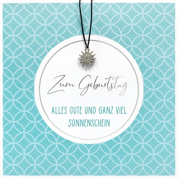 Geburtstag Little Things Card - Glückwunschkarte 15 x 15 cm mit Briefumschlag und Glücksarmband - Sonnenschein