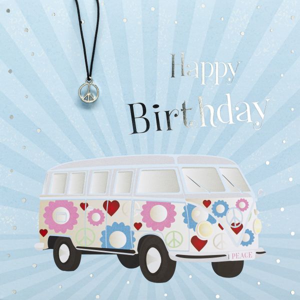 Little Things Card - Glückwunschkarte 15 x 15 cm mit Briefumschlag und Glücksarmband - Bus