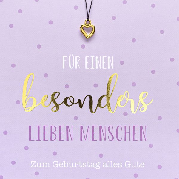 Geburtstag quadratische Glückwunschkarte mit Umschlag und Glücksarmband Little Things Für einen besonders lieben Menschen Zum Geburtstag alles Gute Herzanhänger