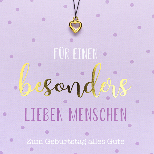 Geburtstag quadratische Glückwunschkarte mit Umschlag und Glücksarmband Little Things Für einen besonders lieben Menschen Zum Geburtstag alles Gute Herzanhänger