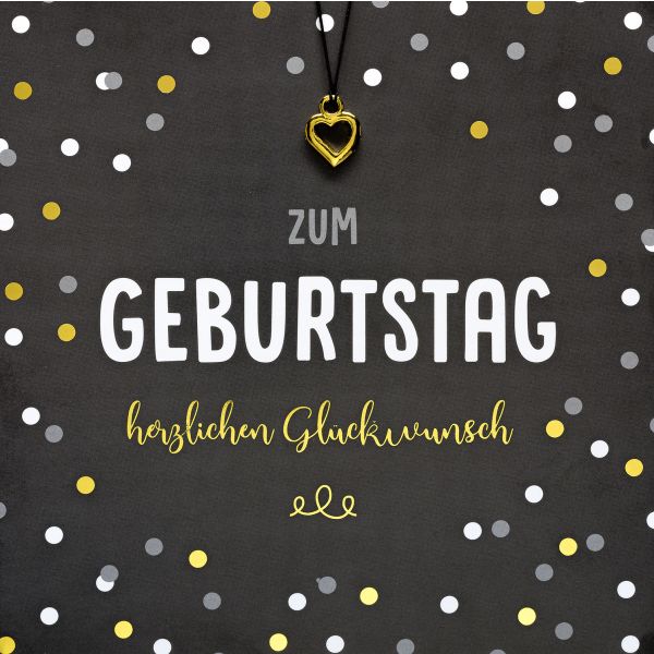 Geburtstag quadratische Glückwunschkarte mit Umschlag und Glücksarmband Little Things Zum Geburtstag herzlichen Glückwunsch Herzanhänger