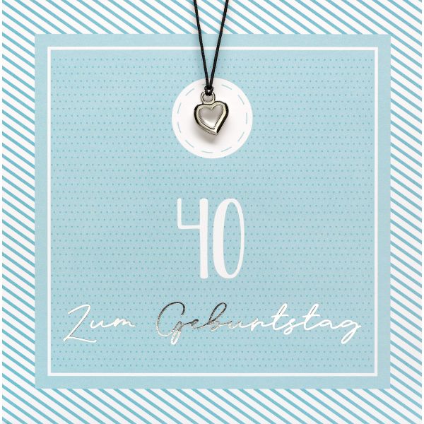 40. Geburtstag Little Things Card - Glückwunschkarte 15 x 15 cm mit Briefumschlag und Glücksarmband