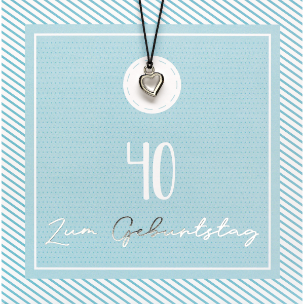 40. Geburtstag Little Things Card - Glückwunschkarte 15 x 15 cm mit Briefumschlag und Glücksarmband