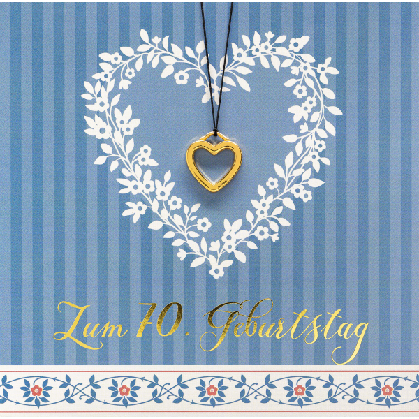 70. Geburtstag Little Things Card - Glückwunschkarte 15 x 15 cm mit Briefumschlag und Glücksarmband