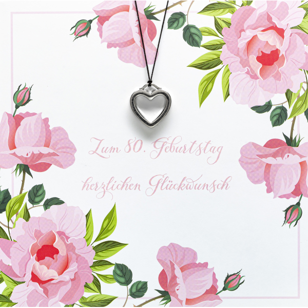 80. Geburtstag Glücksarmband und Blumen Little Things Glückwunschkarte mit Umschlag