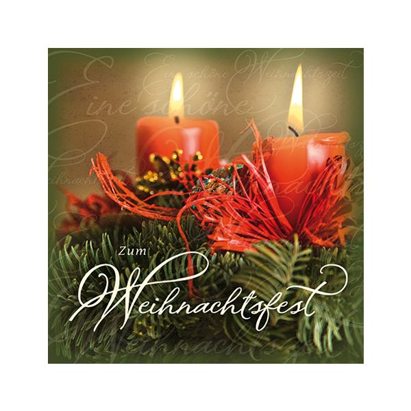 Weihnachten Romantica Quadratische Glückwunschkarte mit Umschlag Kerzen zum Weihnachtsfest