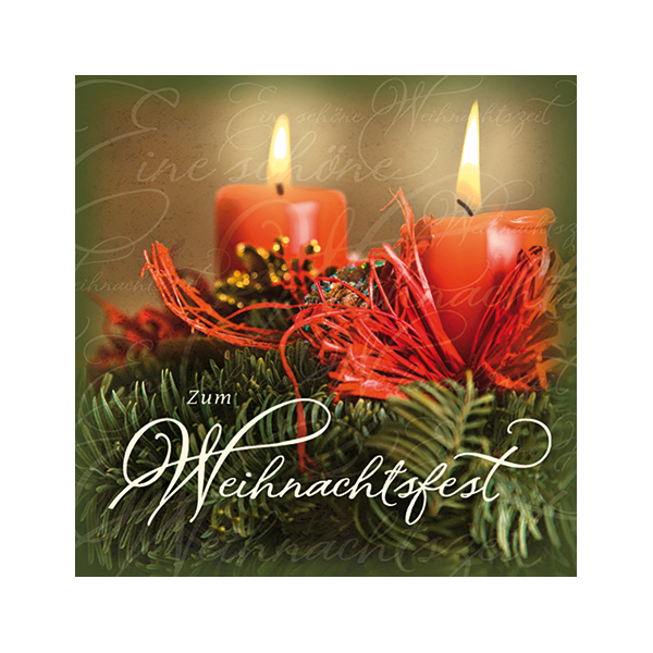 Weihnachten Romantica Quadratische Glückwunschkarte mit Umschlag Kerzen zum Weihnachtsfest