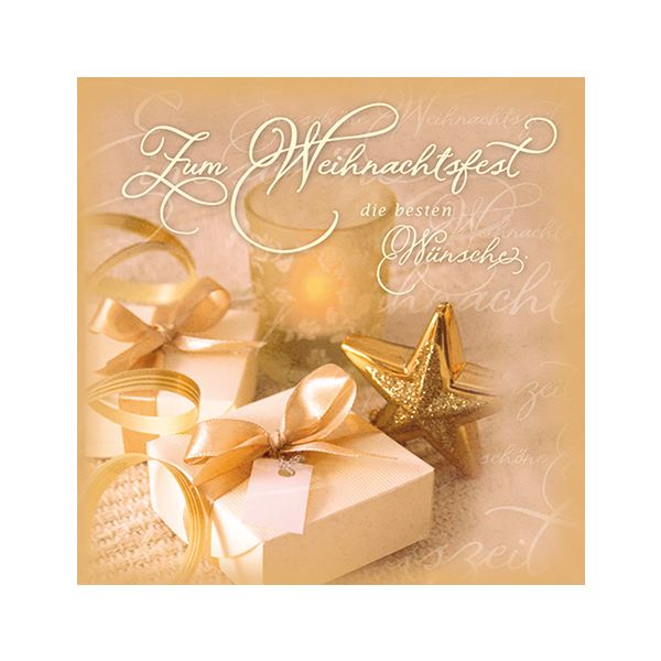 Weihnachten quadratische Grußkarte mit Umschlag Serie Romantica Geschenk Kerze Stern