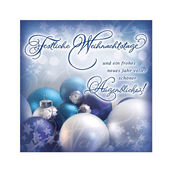 Weihnachten Romantica Quadratische Glückwunschkarte mit Umschlag blau silber Festliche Weihnachtstage