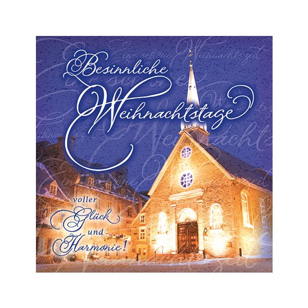 Weihnachten Romantica Quadratische Glückwunschkarte mit Umschlag Kirche besinnliche Weihnachtstage