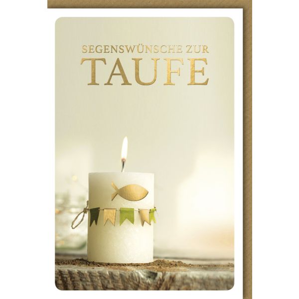 Taufe Glückwunschkarte mit Umschlag Segenswünsche mit Kerze