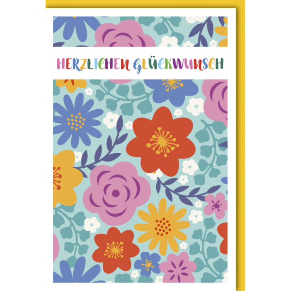 WBdesigns Blumen-Herz Geburtstagskarte Mit Umschlag – 125 X 125 Mm, Premium-Papier, Made In Germany